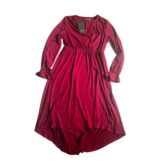 Kojooin Maternity burgundy midi dress size M - Picture 1 of 5